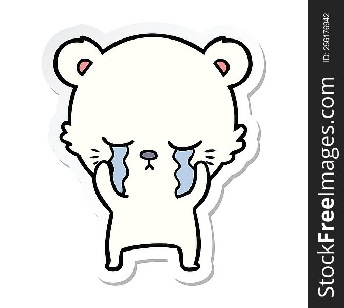 sticker of a crying cartoon polarbear