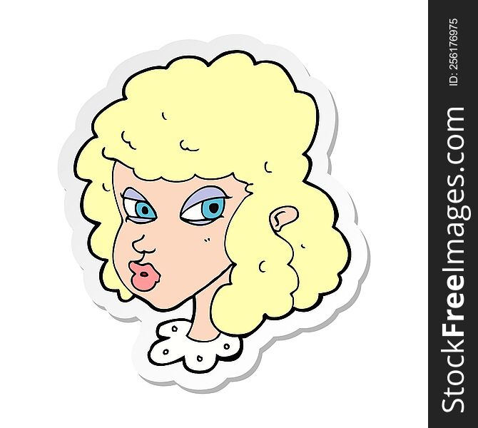 Sticker Of A Cartoon Suspicious Woman