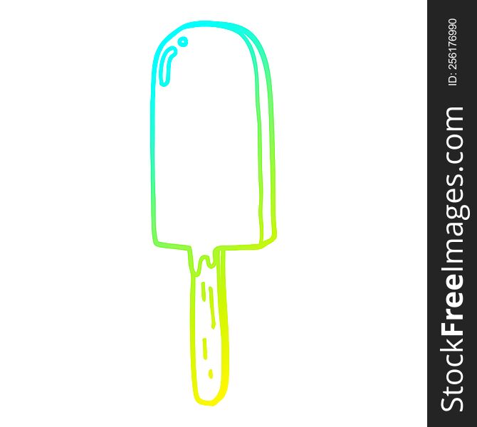 cold gradient line drawing of a cartoon lollipop