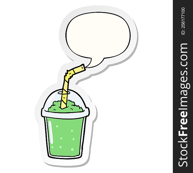 cartoon iced smoothie and speech bubble sticker