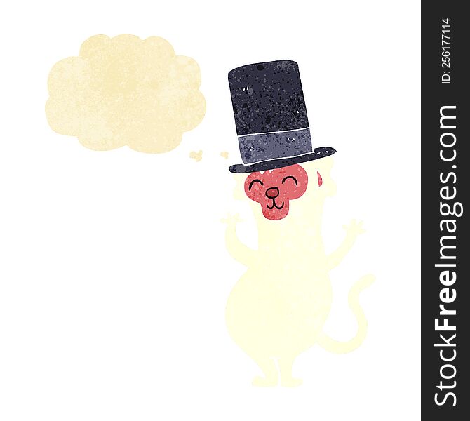 Cartoon Monkey In Top Hat With Thought Bubble