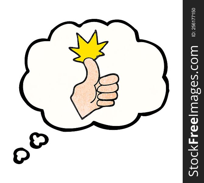 Thought Bubble Textured Cartoon Thumbs Up