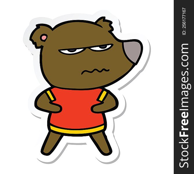Sticker Of A Annoyed Bear Cartoon