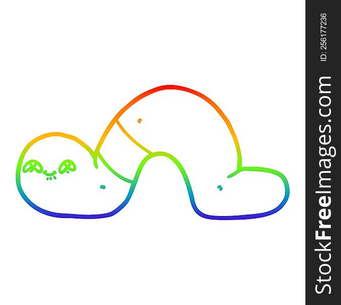 Rainbow Gradient Line Drawing Cartoon Worm