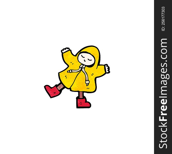 cartoon person in raincoat