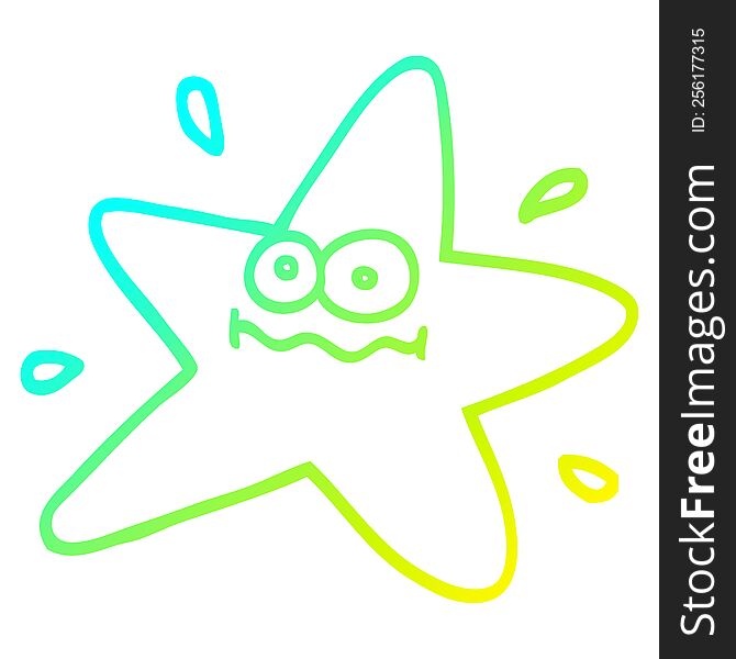 Cold Gradient Line Drawing Funny Cartoon Star