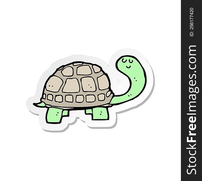 Sticker Of A Cartoon Happy Tortoise