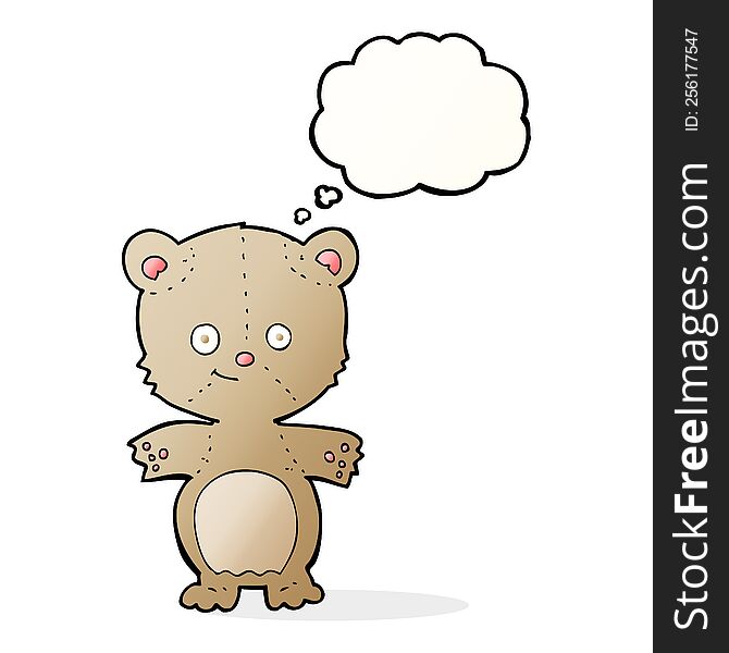 Cartoon Happy Teddy Bear With Thought Bubble