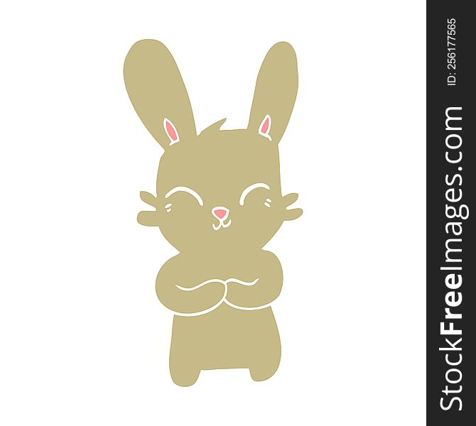 Cute Flat Color Illustration Cartoon Rabbit