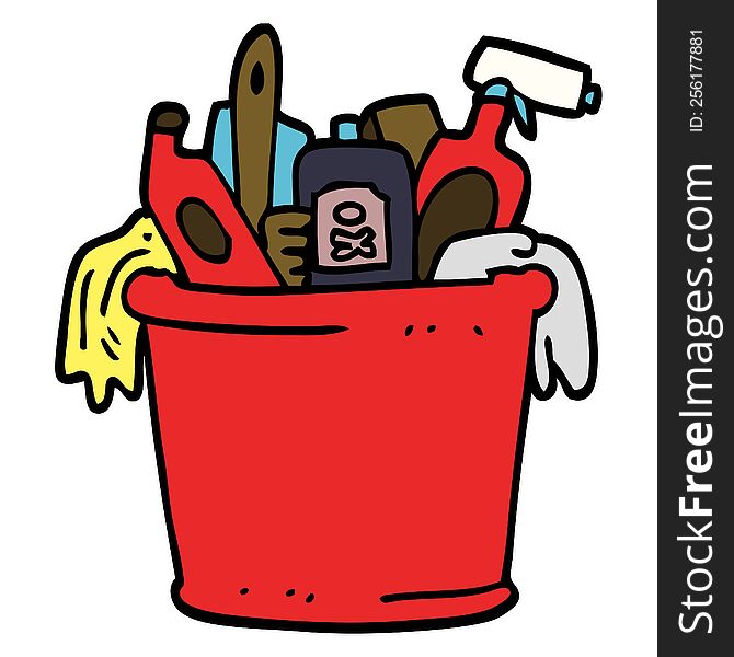 cartoon doodle house cleaning products
