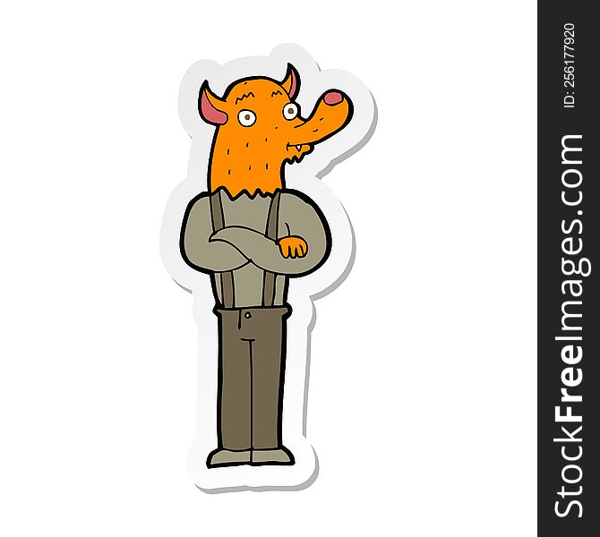 Sticker Of A Cartoon Man With Fox Head