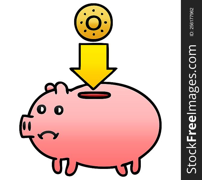 Gradient Shaded Cartoon Piggy Bank