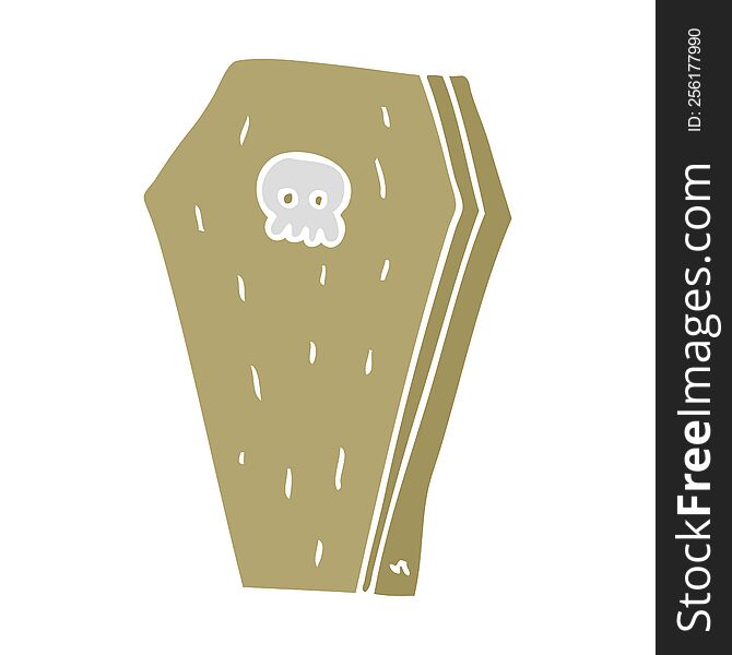 Flat Color Illustration Of A Cartoon Halloween Coffin