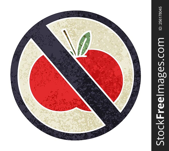 Retro Illustration Style Cartoon No Food Allowed Sign