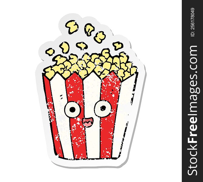 Distressed Sticker Of A Cartoon Popcorn