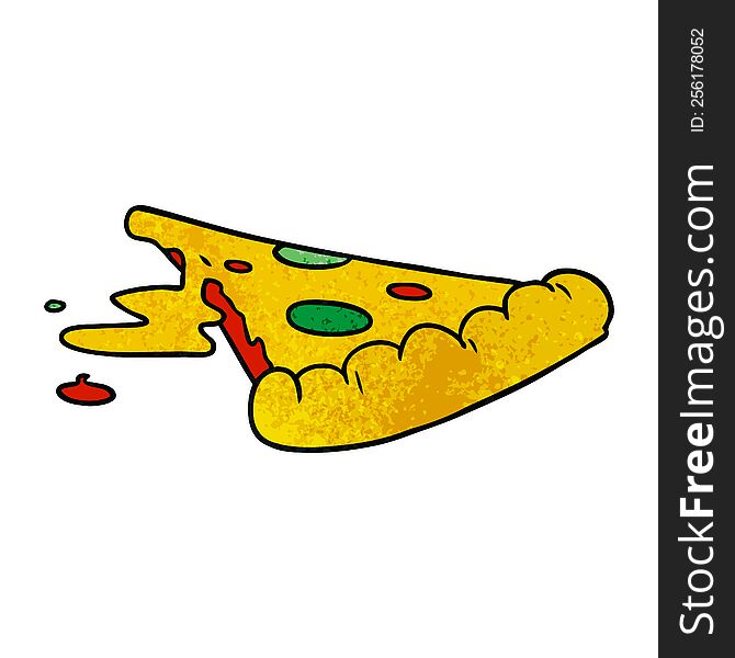 Textured Cartoon Doodle Of A Slice Of Pizza
