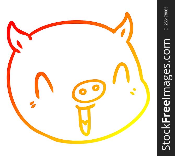 Warm Gradient Line Drawing Cartoon Pig Face