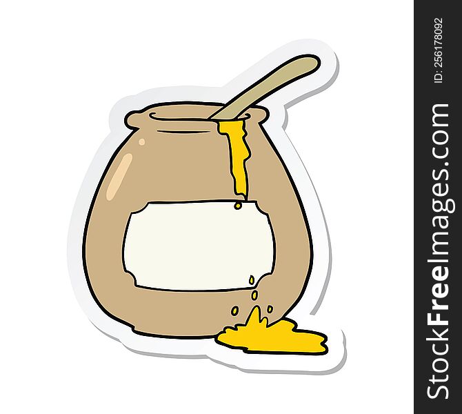 sticker of a cartoon honey pot