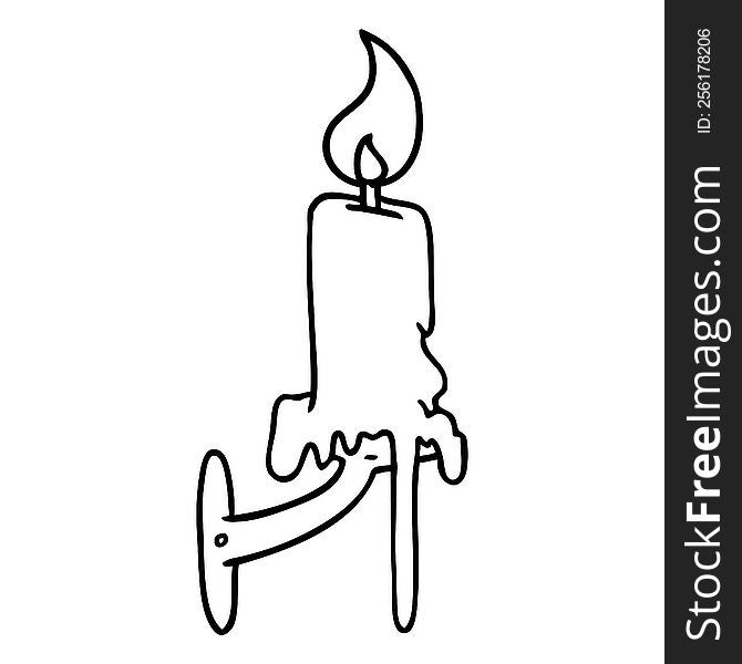 Line Drawing Doodle Of A Candle Stick