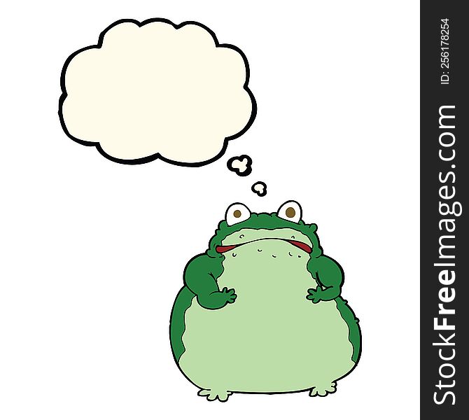 Cartoon Fat Frog With Thought Bubble