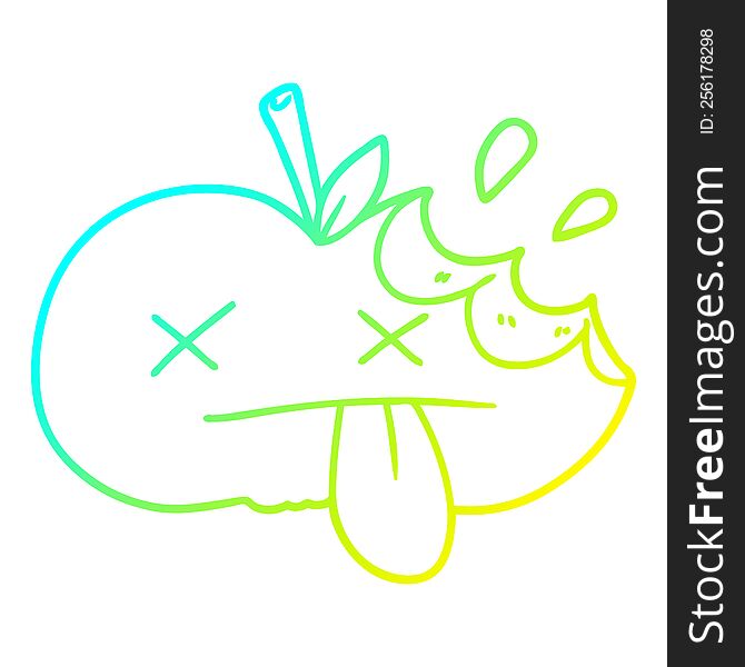 cold gradient line drawing of a cartoon bitten apple