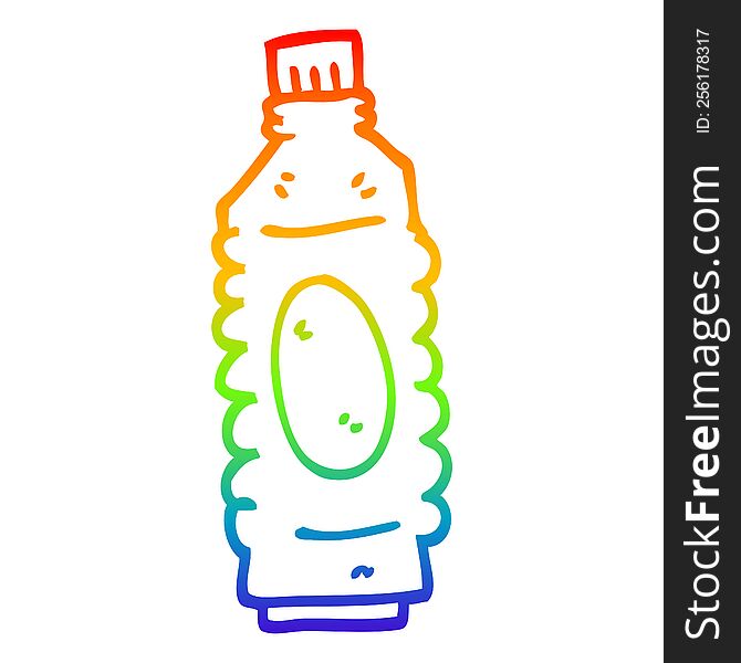 rainbow gradient line drawing of a cartoon drinks bottle
