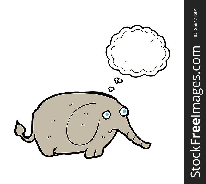 cartoon sad little elephant with thought bubble