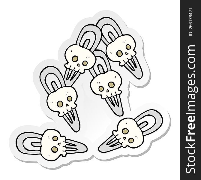 Sticker Of A Cartoon Skull Hairclips