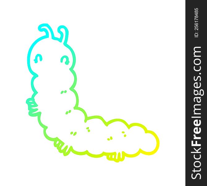 cold gradient line drawing of a cartoon caterpillar