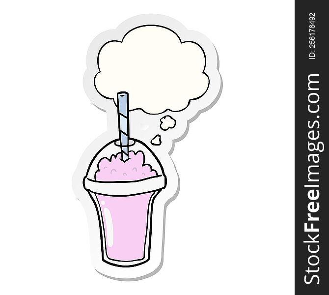 cartoon smoothie with thought bubble as a printed sticker