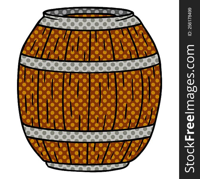 cartoon doodle of a wooden barrel