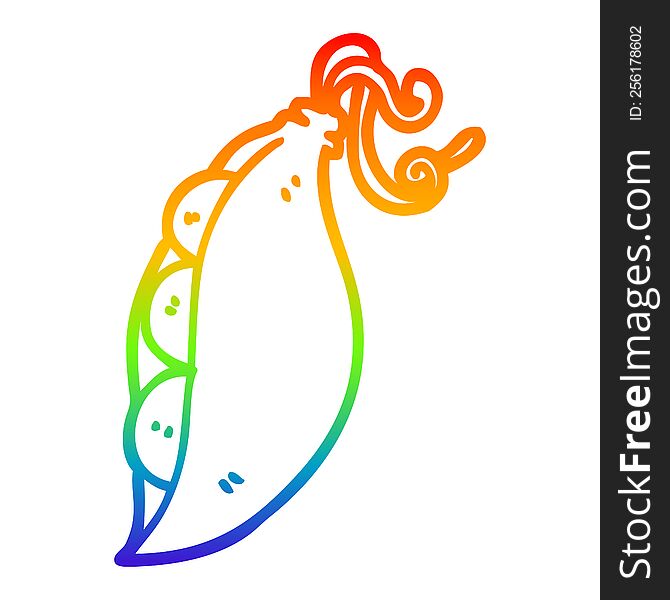 rainbow gradient line drawing of a cartoon peas in pod