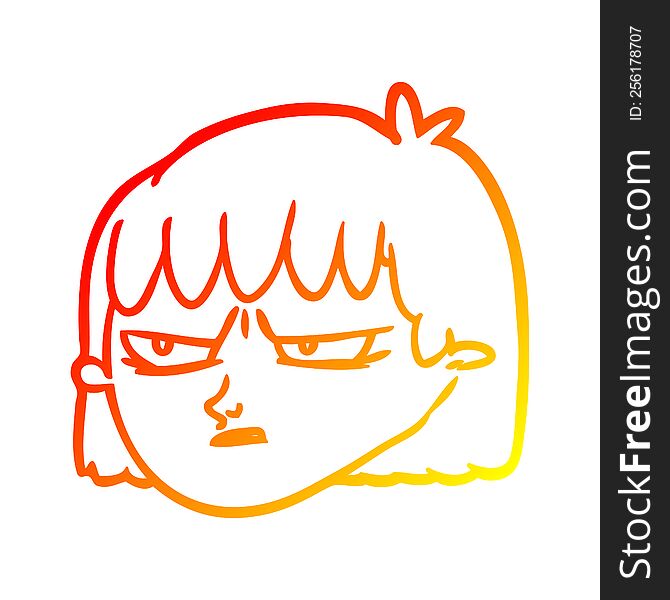 Warm Gradient Line Drawing Angry Woman