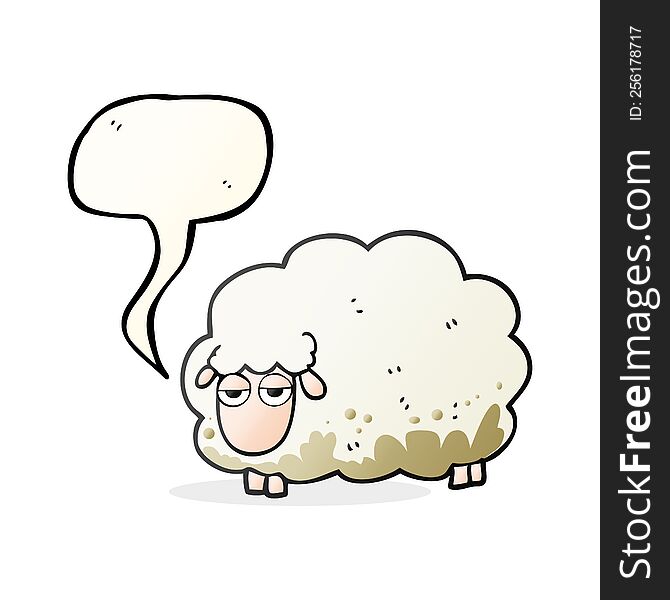 freehand drawn speech bubble cartoon muddy winter sheep