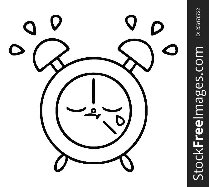 Line Drawing Cartoon Alarm Clock
