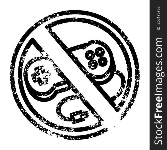 no gaming distressed icon symbol