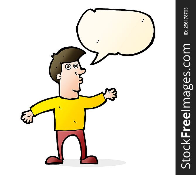 Cartoon Worried Man With Speech Bubble