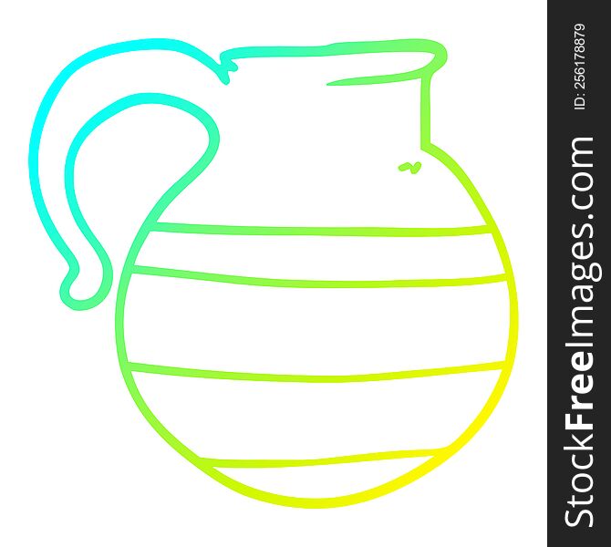 cold gradient line drawing of a cartoon striped jug
