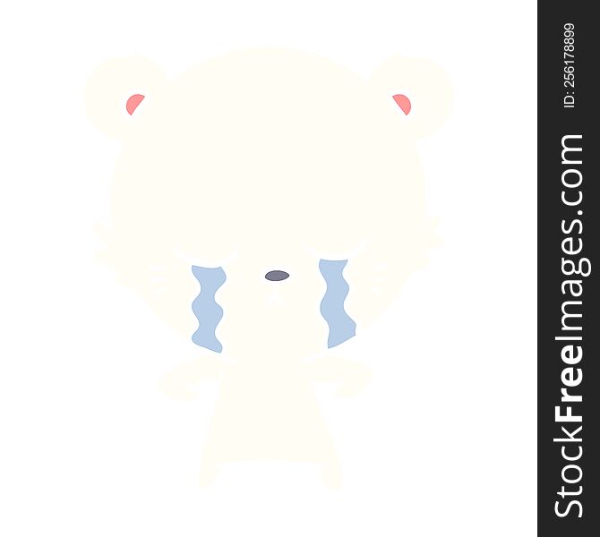 Crying Flat Color Style Cartoon Polarbear