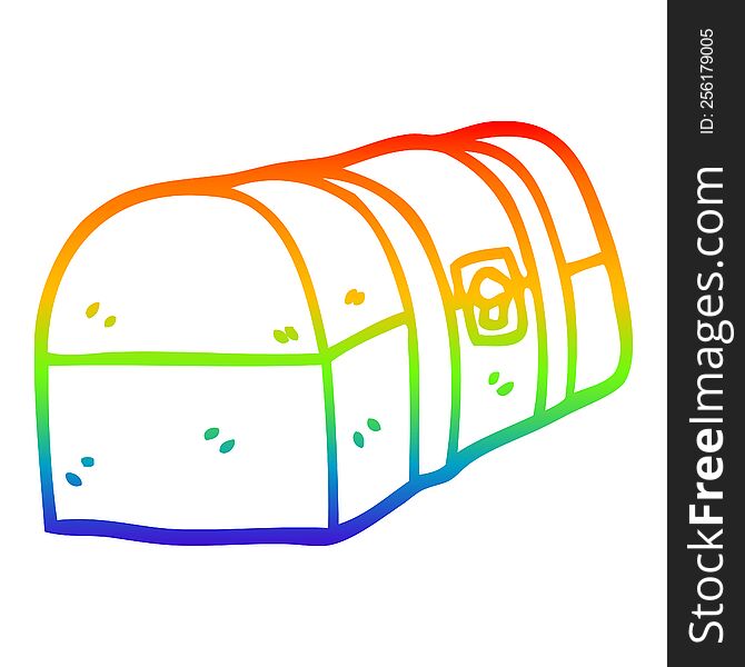 rainbow gradient line drawing of a cartoon trunk box