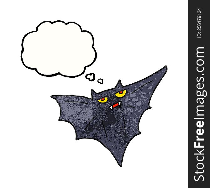 Thought Bubble Textured Cartoon Halloween Bat