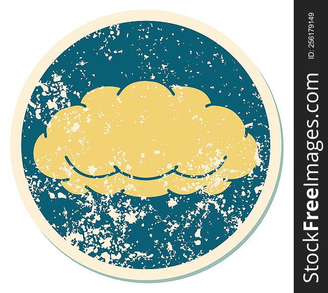 Distressed Sticker Tattoo Style Icon Of A Cloud A Grey Cloud