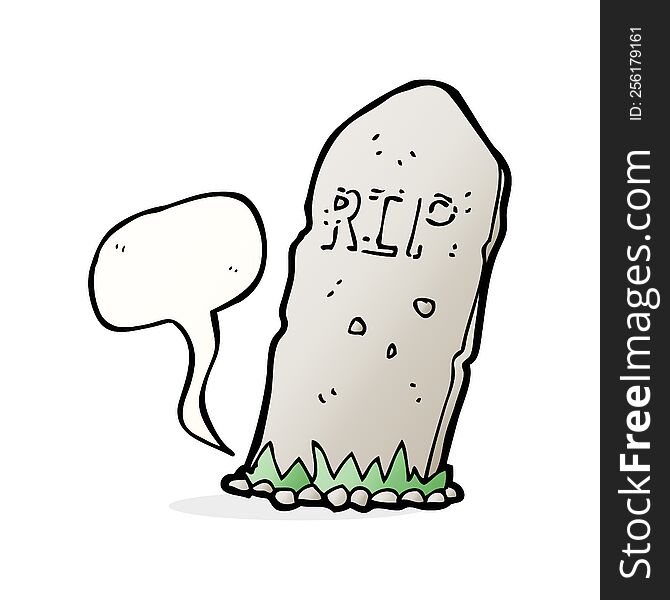 Cartoon Spooky Grave With Speech Bubble