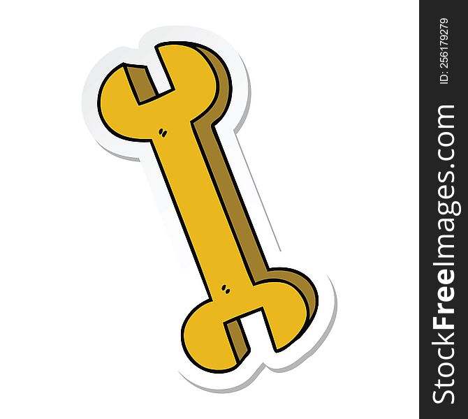 sticker of a quirky hand drawn cartoon spanner