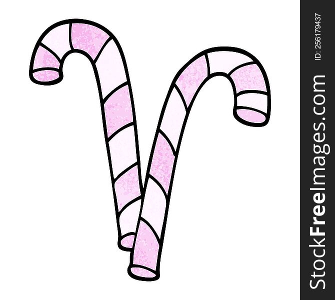 cartoon doodle pink candy cane