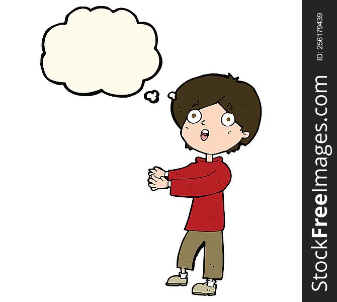 Cartoon Shocked Boy With Thought Bubble