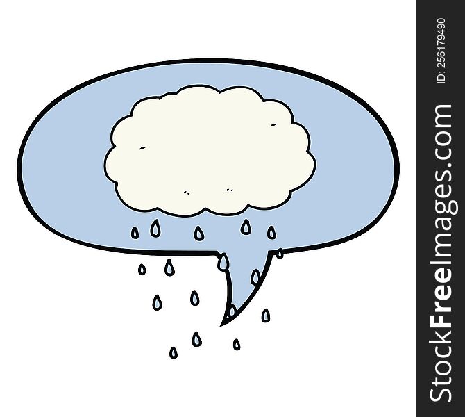 Cartoon Rain Cloud And Speech Bubble