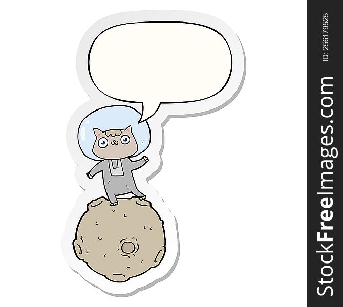 cute cartoon astronaut cat with speech bubble sticker