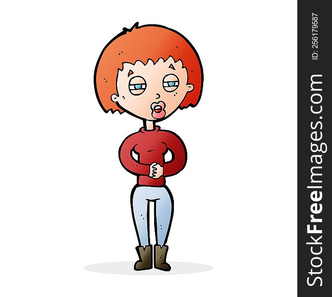 Cartoon Tired Woman