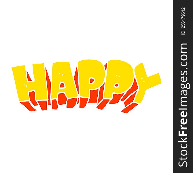 Flat Color Illustration Of A Cartoon Word Happy
